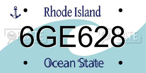 6GE628 Rhode Island License Plate