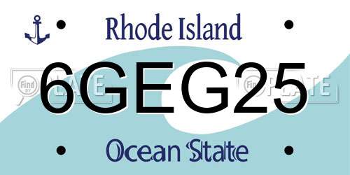 6GEG25 Rhode Island License Plate