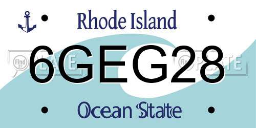 6GEG28 Rhode Island License Plate