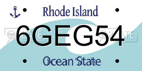 6GEG54 Rhode Island License Plate