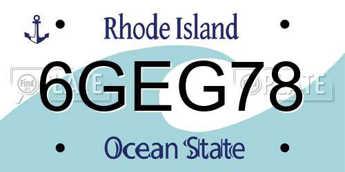 6GEG78 Rhode Island License Plate