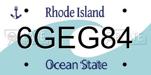 6GEG84 Rhode Island License Plate