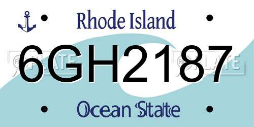 6GH2187 Rhode Island License Plate