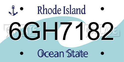 6GH7182 Rhode Island License Plate