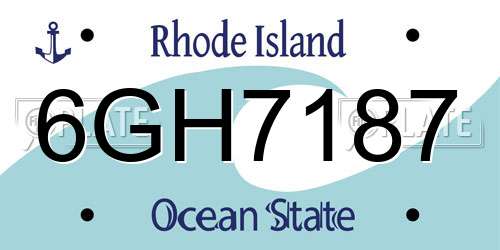 6GH7187 Rhode Island License Plate