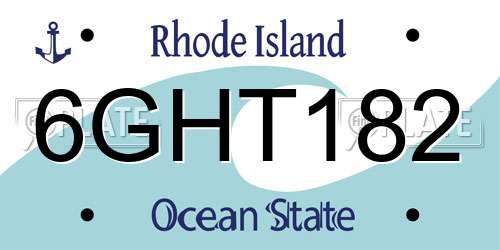 6GHT182 Rhode Island License Plate
