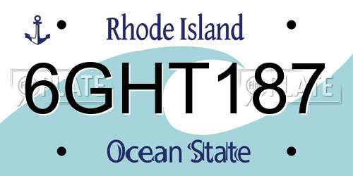 6GHT187 Rhode Island License Plate