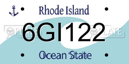 6GI122 Rhode Island License Plate