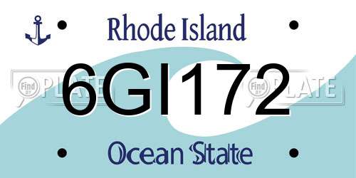 6GI172 Rhode Island License Plate