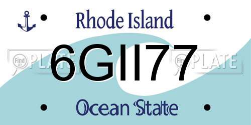 6GII77 Rhode Island License Plate