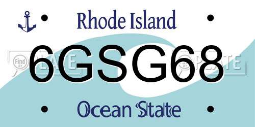 6GSG68 Rhode Island License Plate