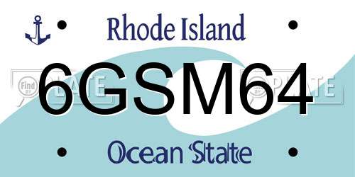 6GSM64 Rhode Island License Plate