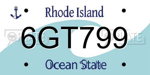 6GT799 Rhode Island License Plate
