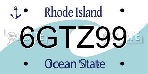 6GTZ99 Rhode Island License Plate