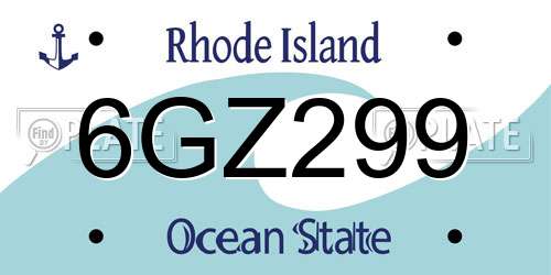6GZ299 Rhode Island License Plate