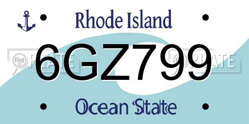 6GZ799 Rhode Island License Plate