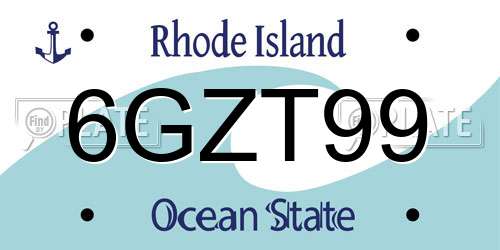 6GZT99 Rhode Island License Plate