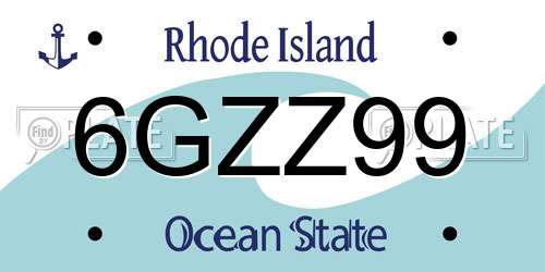 6GZZ99 Rhode Island License Plate