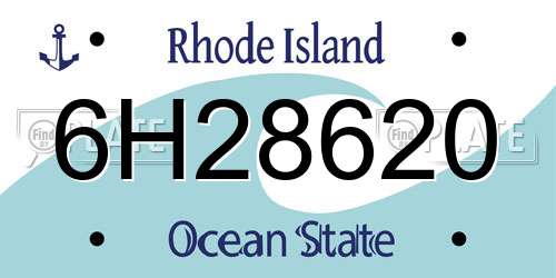 6H28620 Rhode Island License Plate