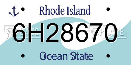 6H28670 Rhode Island License Plate