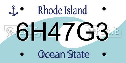 6H47G3 Rhode Island License Plate