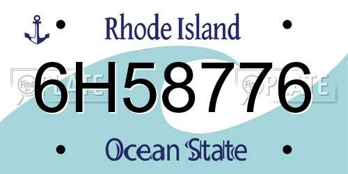6H58776 Rhode Island License Plate