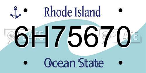 6H75670 Rhode Island License Plate