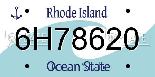 6H78620 Rhode Island License Plate