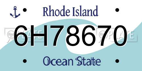 6H78670 Rhode Island License Plate
