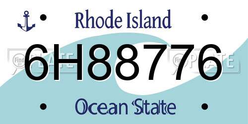6H88776 Rhode Island License Plate