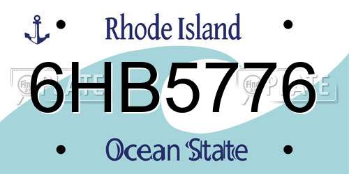 6HB5776 Rhode Island License Plate