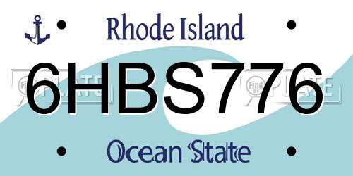 6HBS776 Rhode Island License Plate