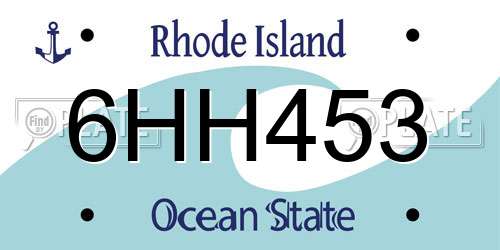 6HH453 Rhode Island License Plate