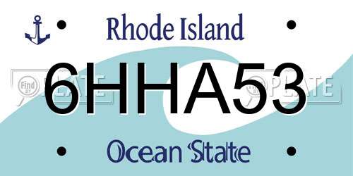 6HHA53 Rhode Island License Plate