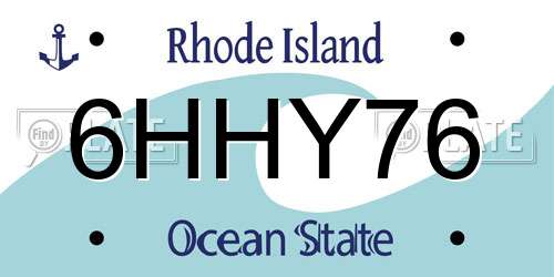 6HHY76 Rhode Island License Plate