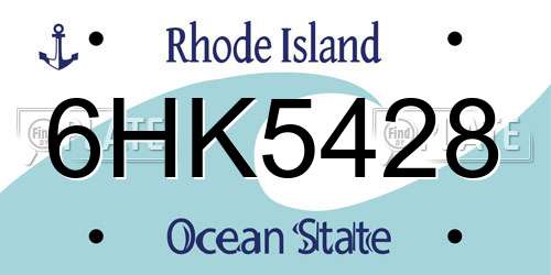 6HK5428 Rhode Island License Plate