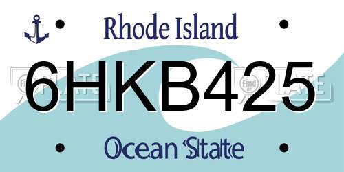 6HKB425 Rhode Island License Plate