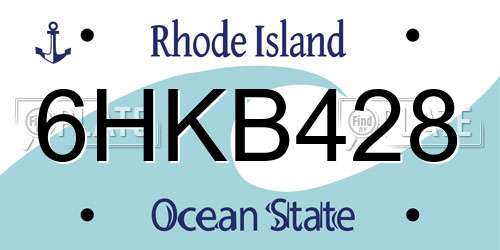 6HKB428 Rhode Island License Plate