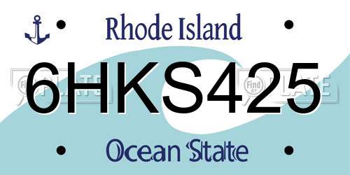 6HKS425 Rhode Island License Plate