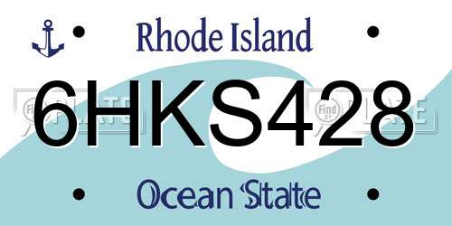6HKS428 Rhode Island License Plate
