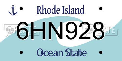 6HN928 Rhode Island License Plate