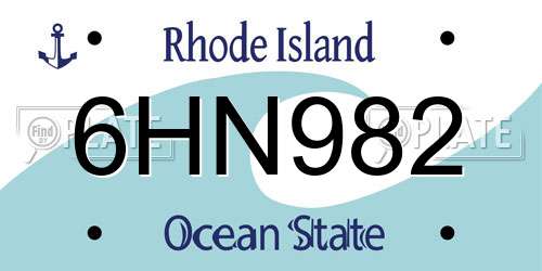 6HN982 Rhode Island License Plate