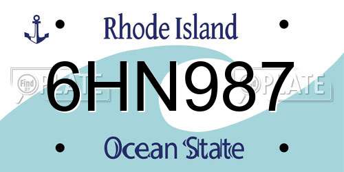 6HN987 Rhode Island License Plate