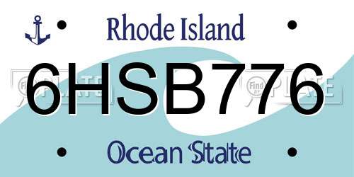 6HSB776 Rhode Island License Plate