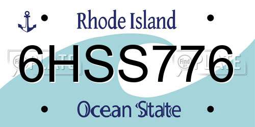 6HSS776 Rhode Island License Plate