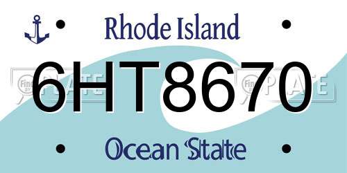 6HT8670 Rhode Island License Plate