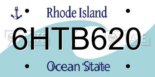 6HTB620 Rhode Island License Plate