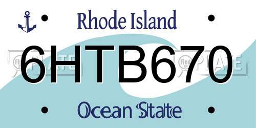 6HTB670 Rhode Island License Plate