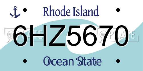 6HZ5670 Rhode Island License Plate