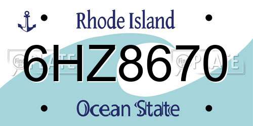 6HZ8670 Rhode Island License Plate